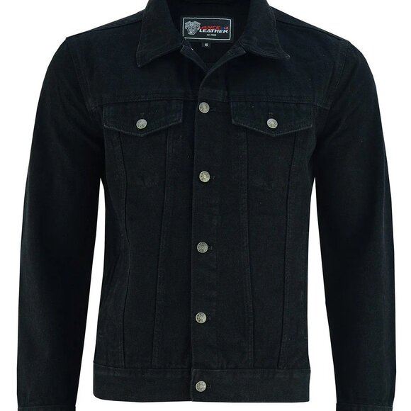 Men's Black ''Heavy Duty'' Denim Jacket Buttoned Front Full Sleeve - Picture 2 of 6